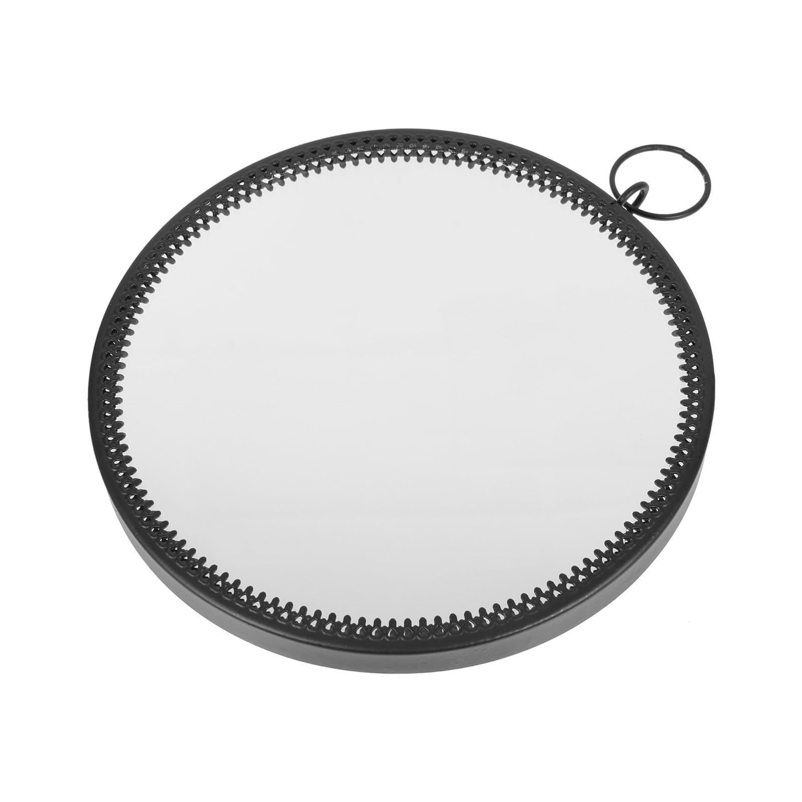 SUPVOX Hanging Round Makeup Mirror Compact Black Iron Wall-Mounted Vanity Mirror for Bathroom Bedroom Entryway Wall Decor