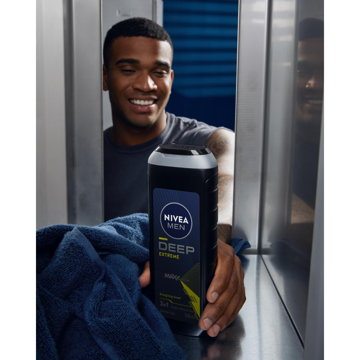 NIVEA Men Deep Sport 3‑in‑1 Shower Gel for Body Face & Hair, 500 ml Multi‑Use Cleanser with Refreshing Scent, Daily Gentle Cleansing Gel for Active Lifestyles image 5