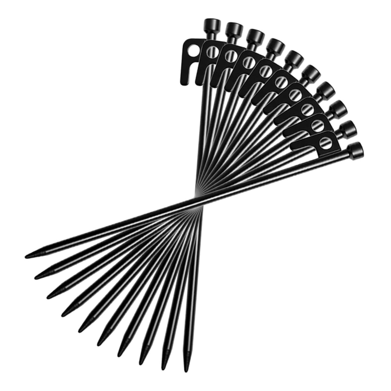 Estacas de metal ligeras para tienda con diseño para atar cuerda 1