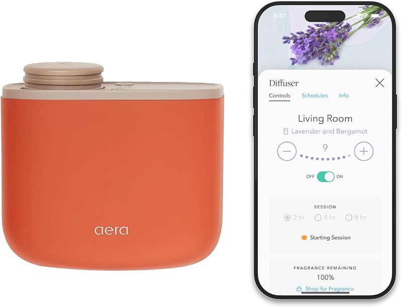 Aera Mini Smart Plug-in Essential Oil Diffuser - 100-400 Sq Ft - Terracotta | Waterless, smart scent machine, app & Alexa control, hypoallergenic home fragrance, capsules sold separately