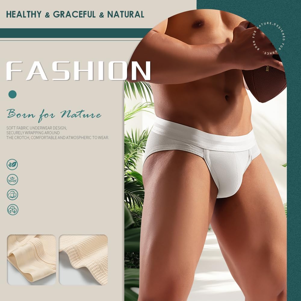 Hgn Men's Cotton Blend Briefs - Breathable Mesh Underwear with Wide Comfort Waistband, 4-Pack Essential for Daily Wear - Image 3