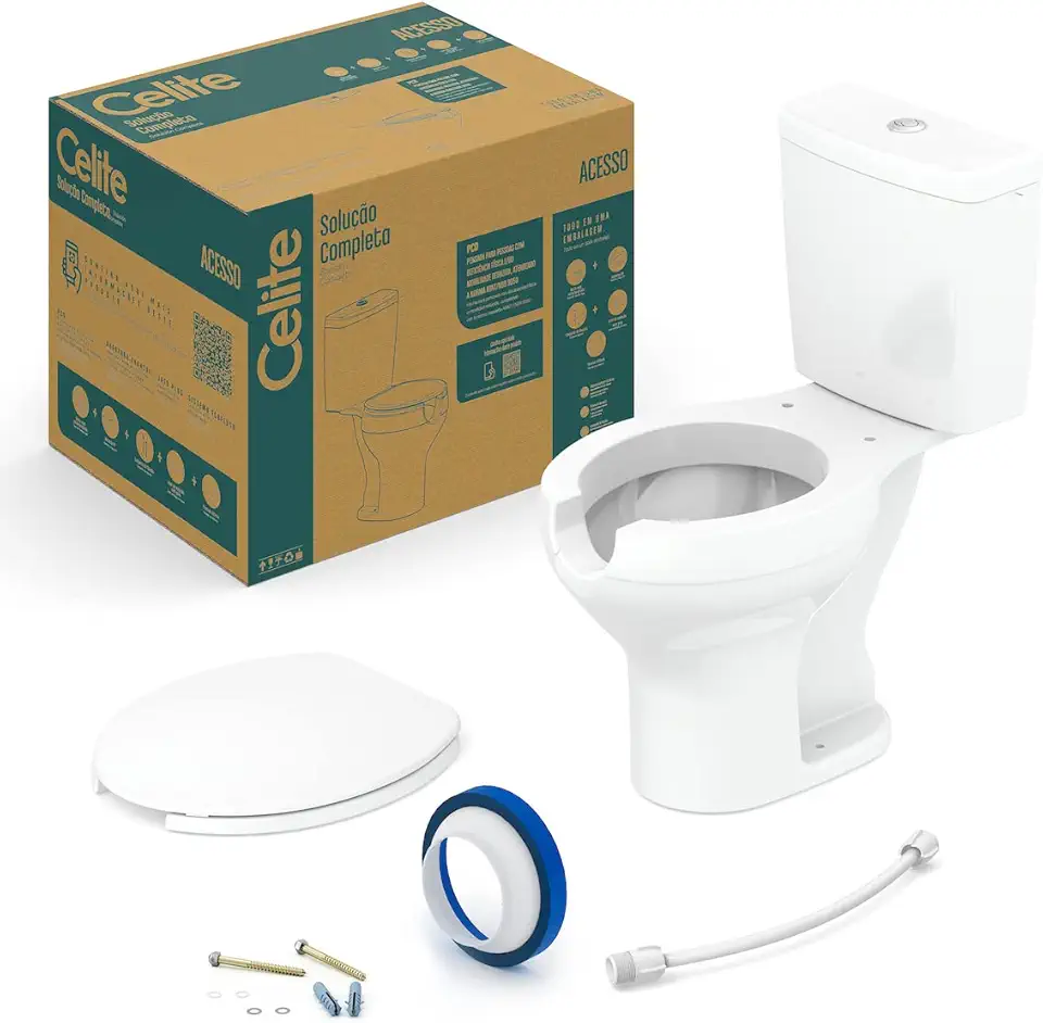 Kit Vaso Sanitário com Caixa Acoplada e Assento com abertura Acesso Celite