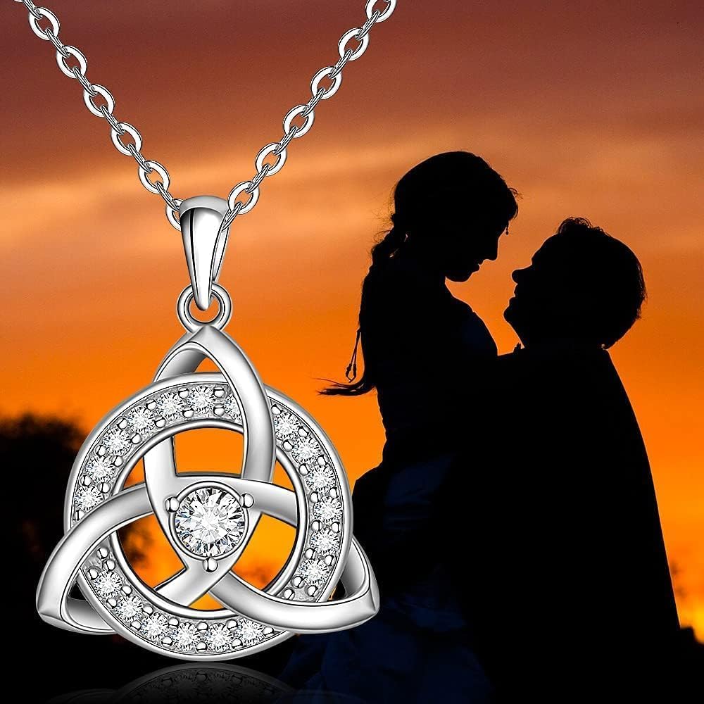 Celtic Knot Necklace Celtic Necklaces for Women Mom and Daughter Love Pendant Sterling Silver Mothers Day Necklace Triquetra Irish Trinity Simple - Image 4