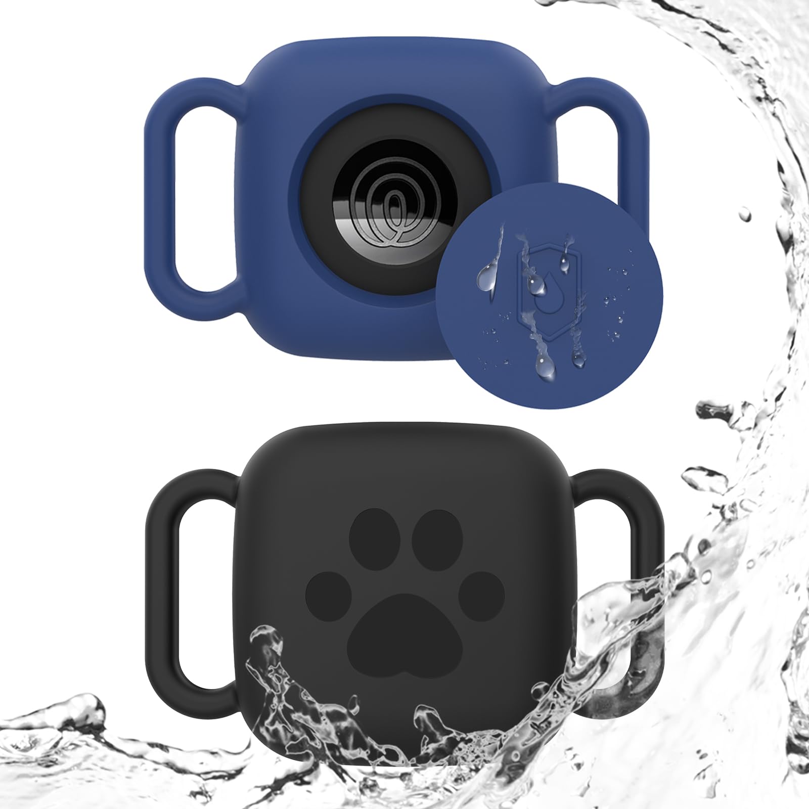 DGMDGS 2 Pack Silicone Case for Tile Mate 2024/2022, Tracker Cover for Dog/Cat Collar Holder, Waterproof & Dustproof, Black&Blue