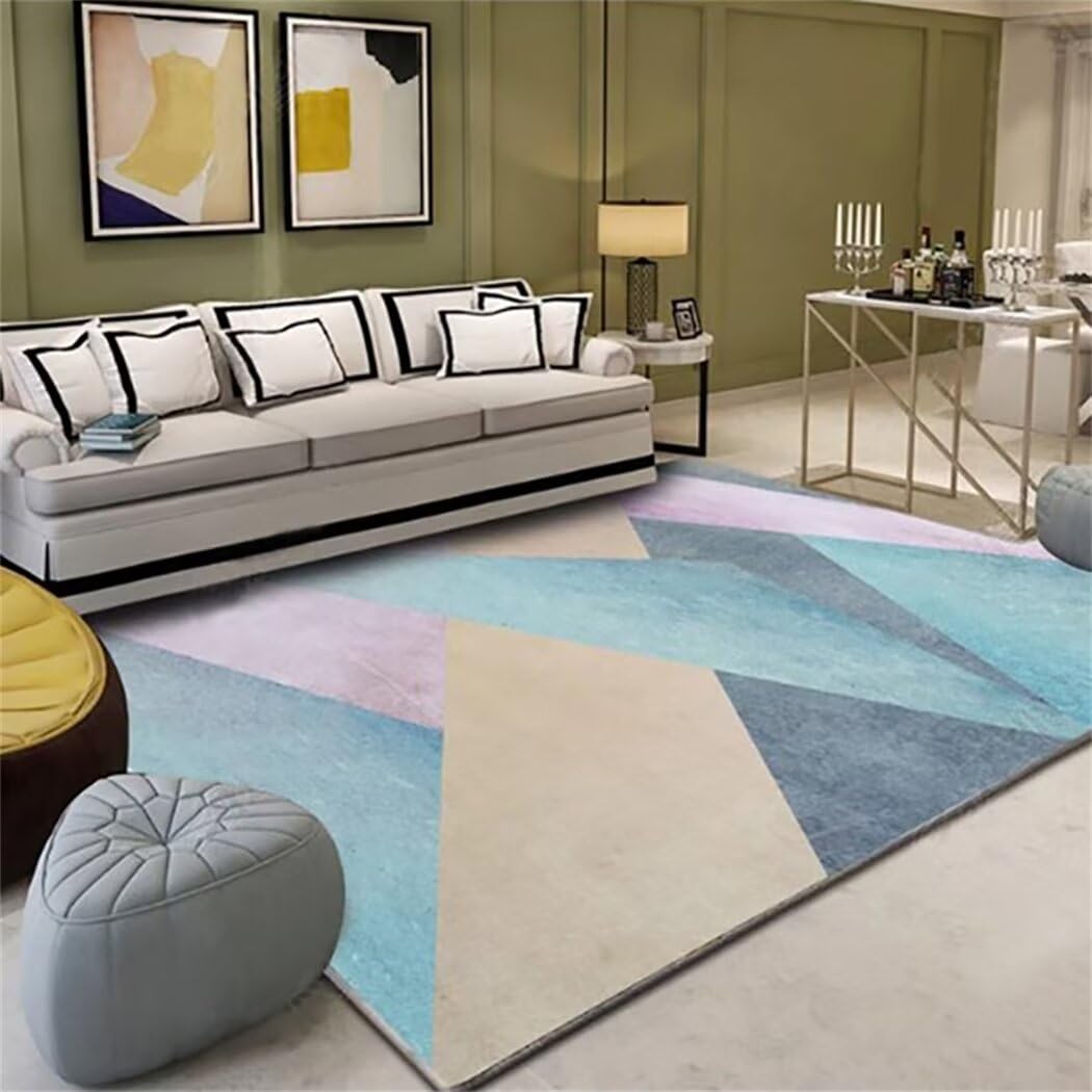 Tapis enfant bleu lavable en machine sans déformation pour sol