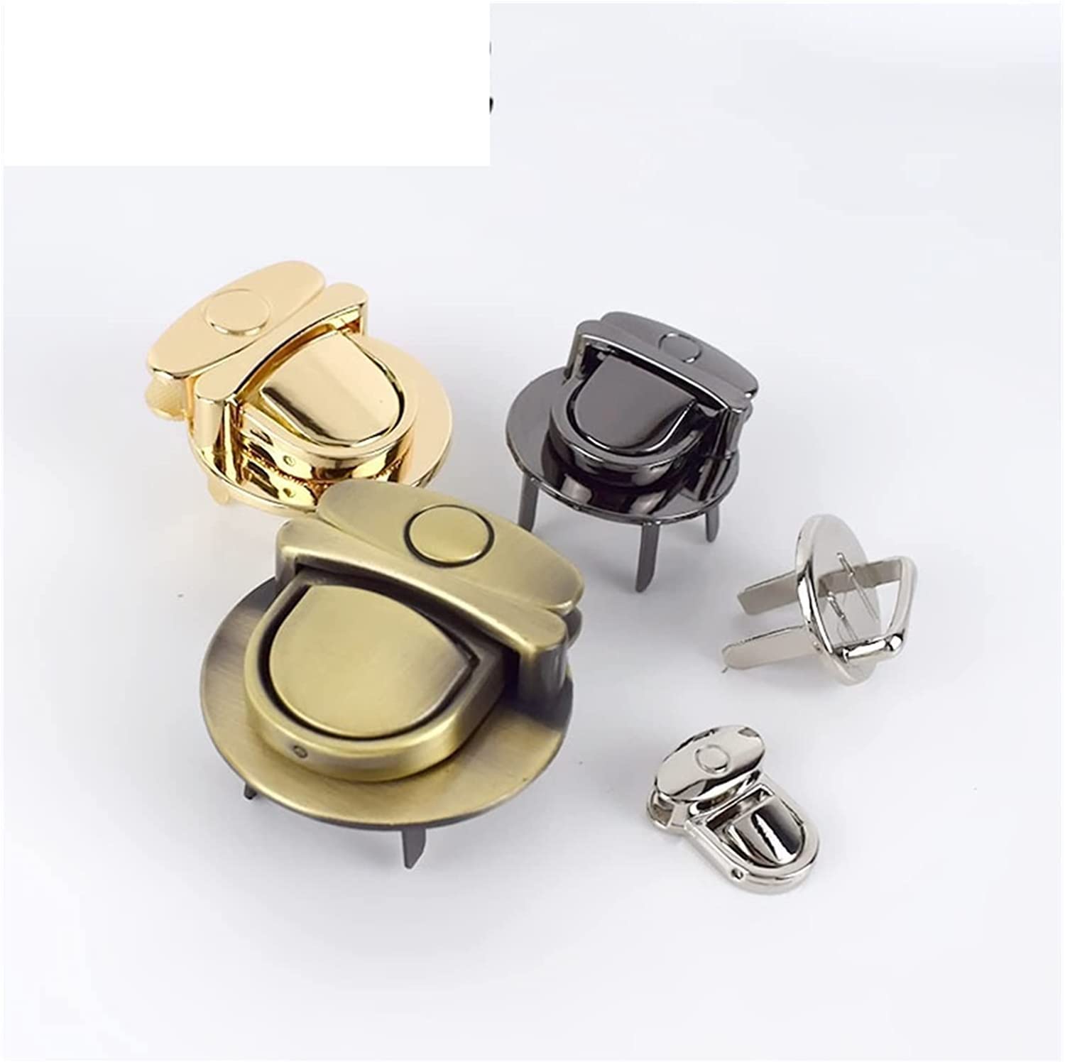 Draaisluiting, tassluitingen, twist-gesp, portemonnee, slot, tas, hardware, portemonnee, vergrendeling, tas, gesp voor leer, handtas, doe-het-zelf accessoires, waaiervormig vormgeven, lichtgoud, 6