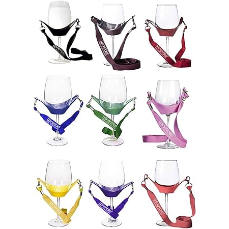 WineYoke Party Time Hand Free Wine Glass Holder Necklace - Set of 2 (Black & Burgundy)