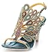 Honeystore Women's Peacock Shaped Pattern Handmade Rhinestone Sandals Blue 10 B(M) US