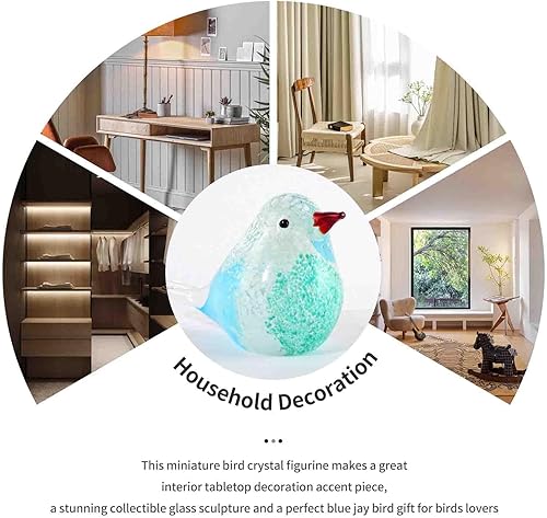 Miniatura 4 de qumHmup Figuras coleccionables de pájaro de cristal, decoración de pisapapeles soplada Handmde