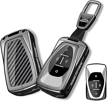 Key Case Compatible with Vinfast VF3 5 6 7 8 9 31EV 32EV 33EV LUX A2.0 SA2.0 V8 E34 / VF8 / VF9 Car Key Protective Case Key Fob Metal Housing Carbon Fibre Black No. A1
