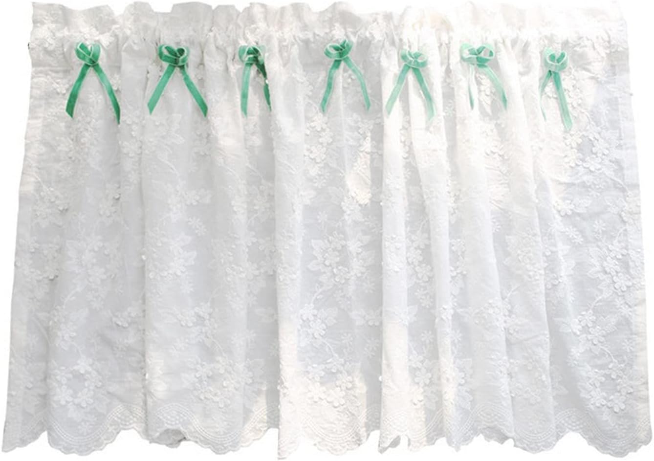 White Lace Tulle Voile Cotton Floral Embroidery Small Curtain Half Curtain Short Curtain Tier Curtain Window Treatments Valances for Kitchen Bathroom Bedroom Cabinet Door Café