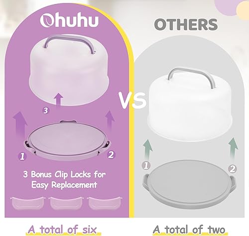 Miniatura 24 de Ohuhu - Porta pasteles con tapa y asa, recipientes para pasteles sin BPA para pasteles de 10 pulgadas con 2 asas, cubierta de plástico, base de dos