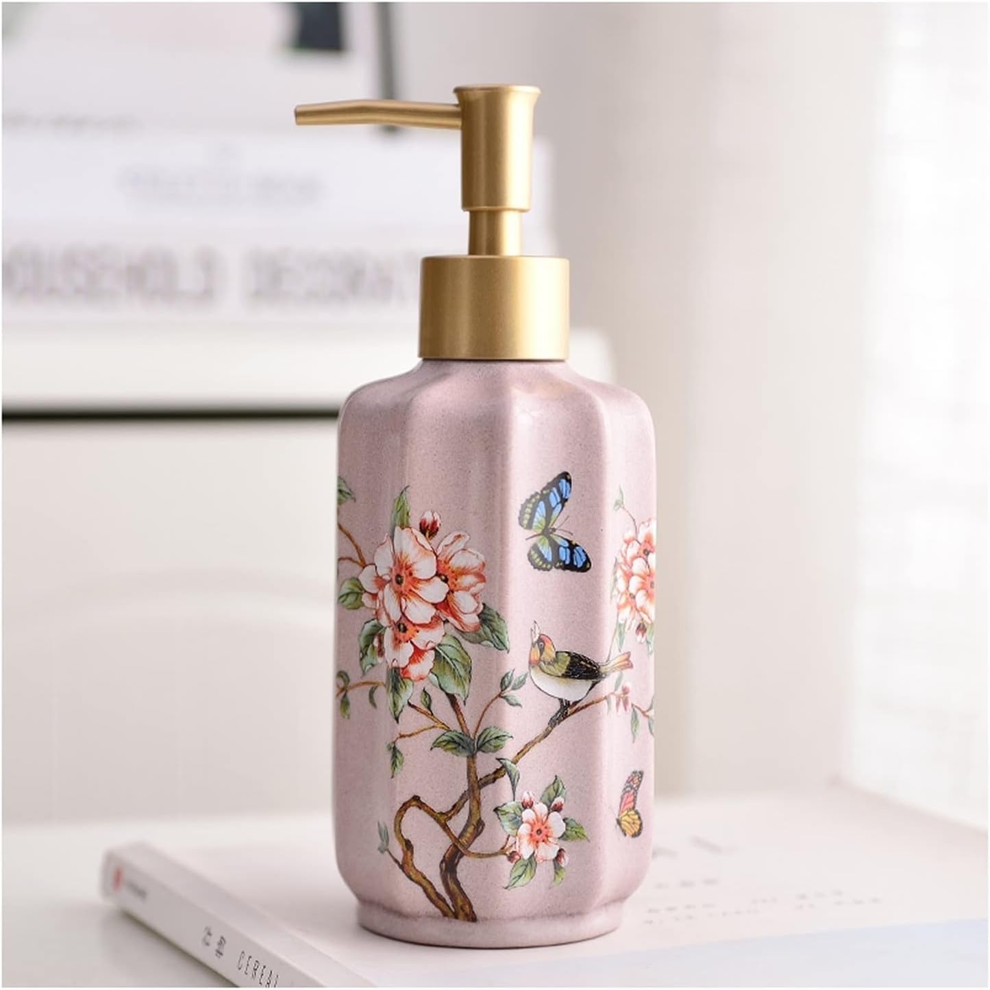 Soap Dispenser Ceramic Soap Dispenser Stainless Steel Pump Head Refillable Soap Dispenser Kitchen Restaurant Soap Dispenser Bathroom Soap Dispenser