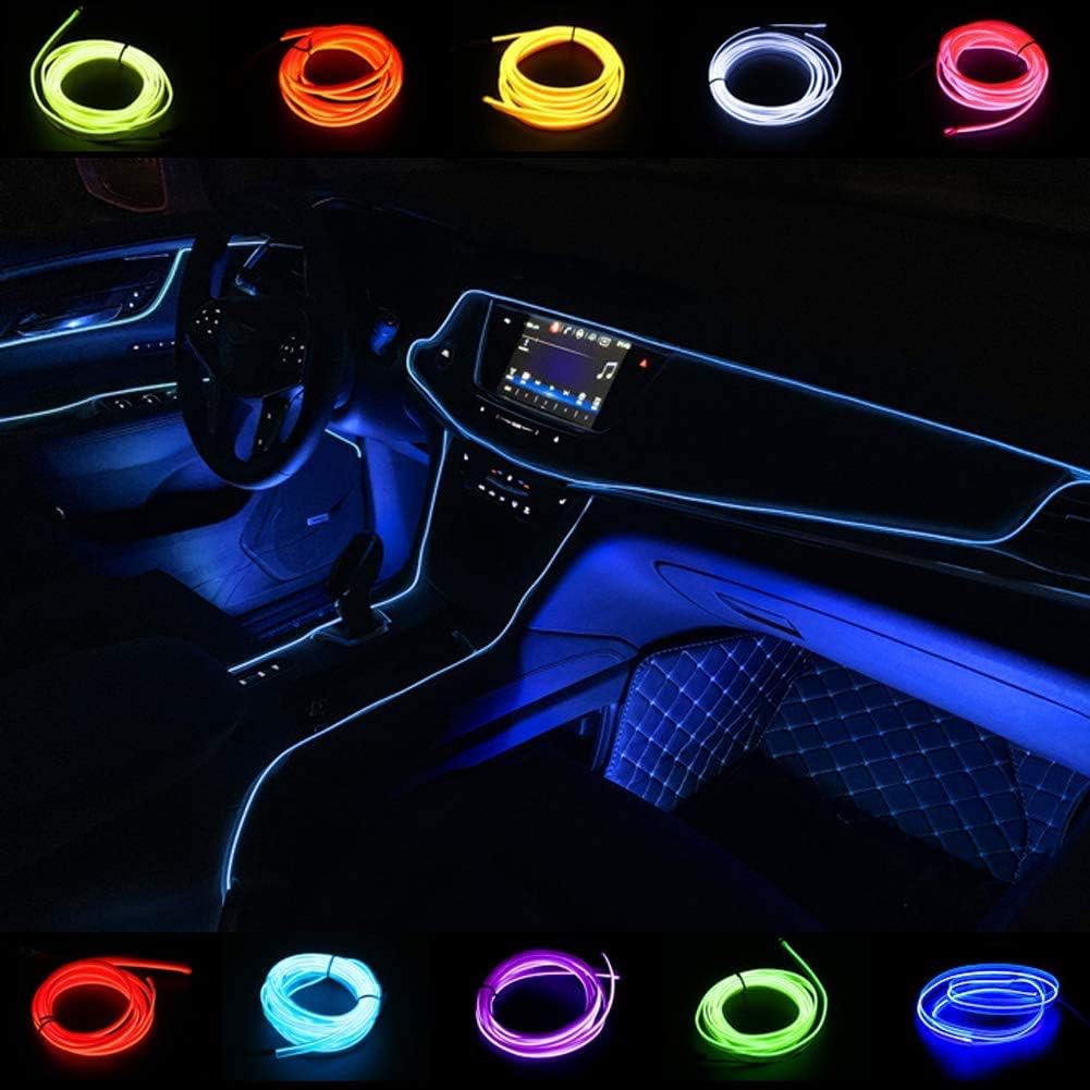 ABALDI USB El Wire 2M/6FT 5V Neon El Lights Rope Neon Glowing Strobing Electroluminescent Wire Neon Lights for Garden Decorations Rope Lights(Blue)