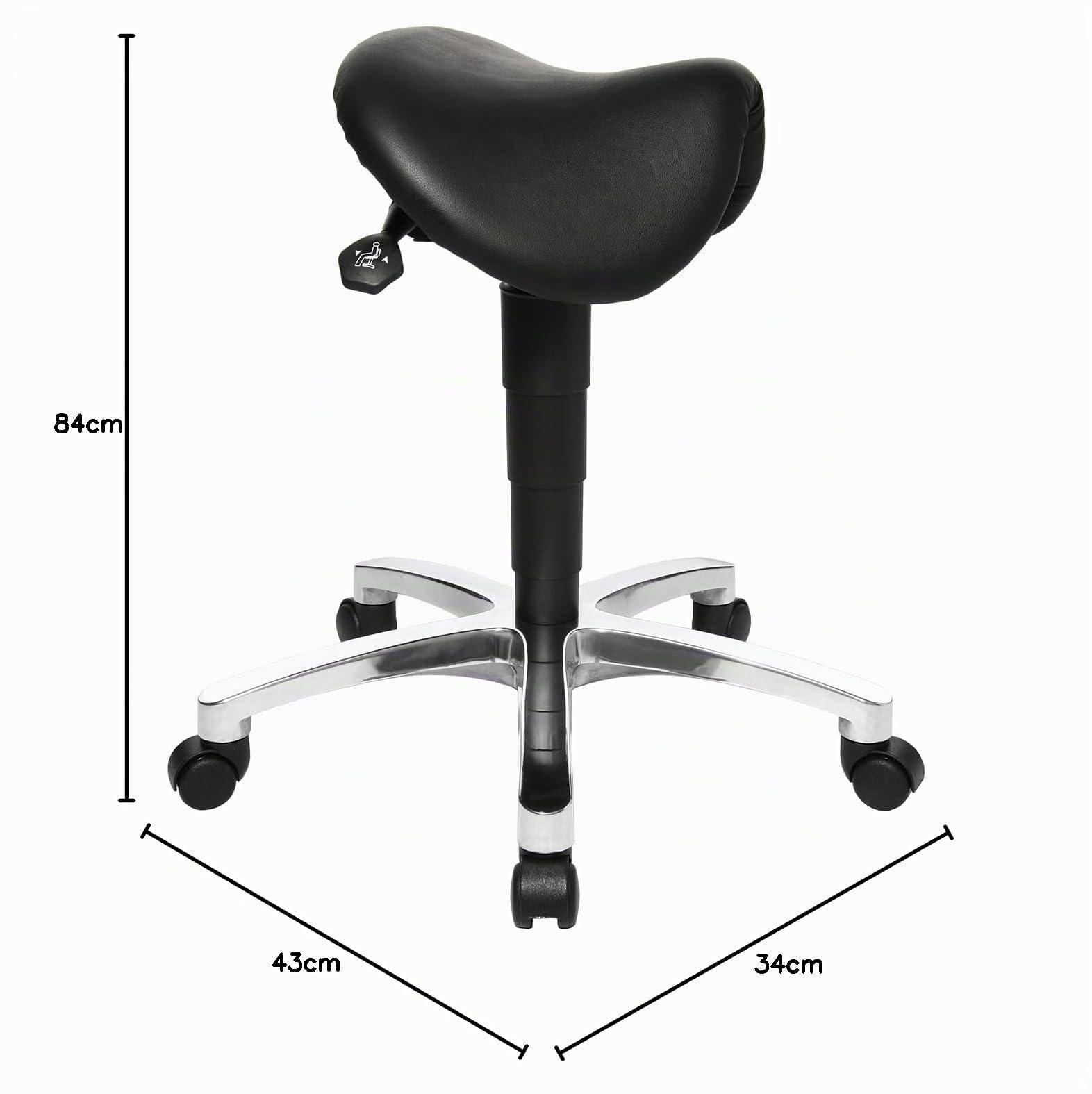 TOPSTAR Bonanza Sitzhocker schwarz | Made in Germany | Ergonomisch | Bürohocker, Rollhocker | höhenverstellbar | Geprüfte Sicherheit nach GS-Intertek