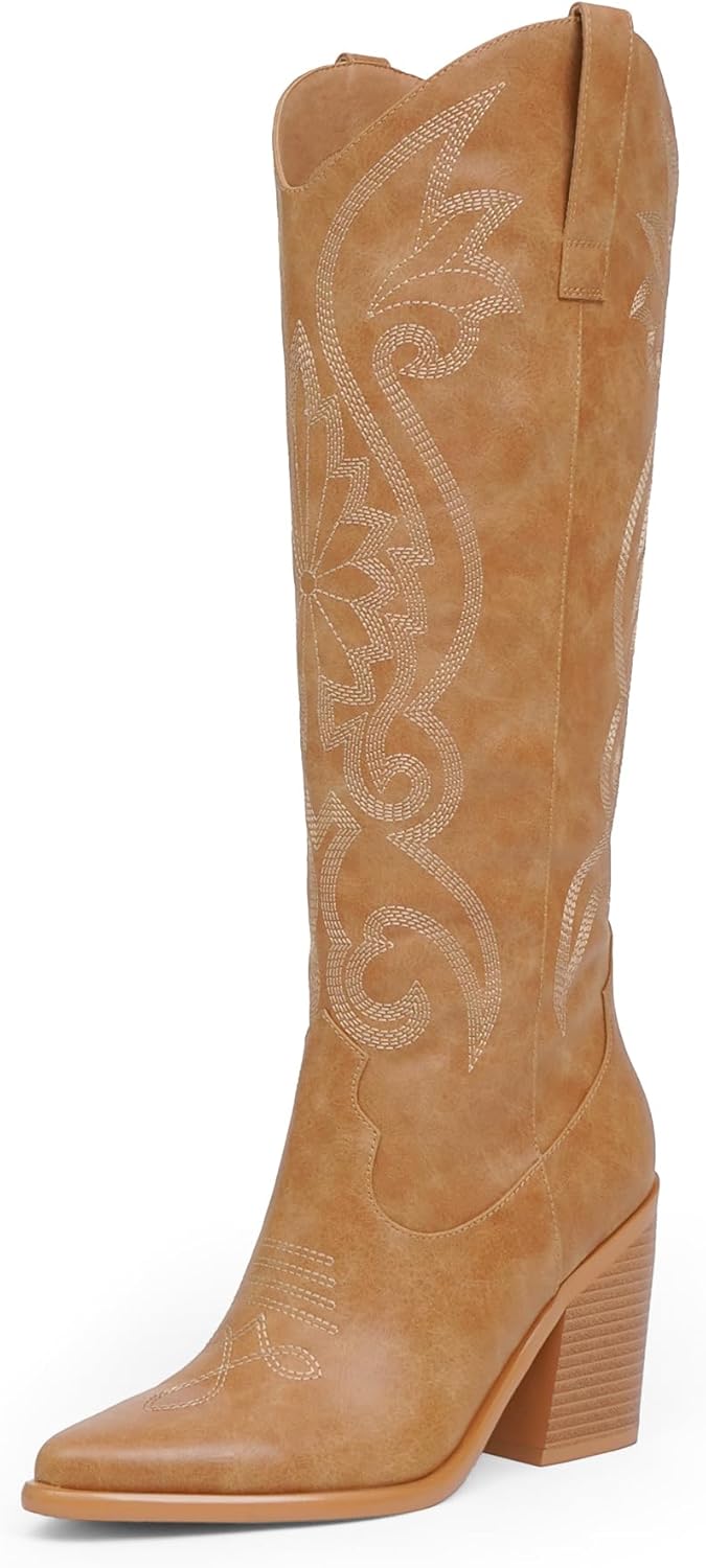 Modatope Women Cowboy Boots - Embroidered Design