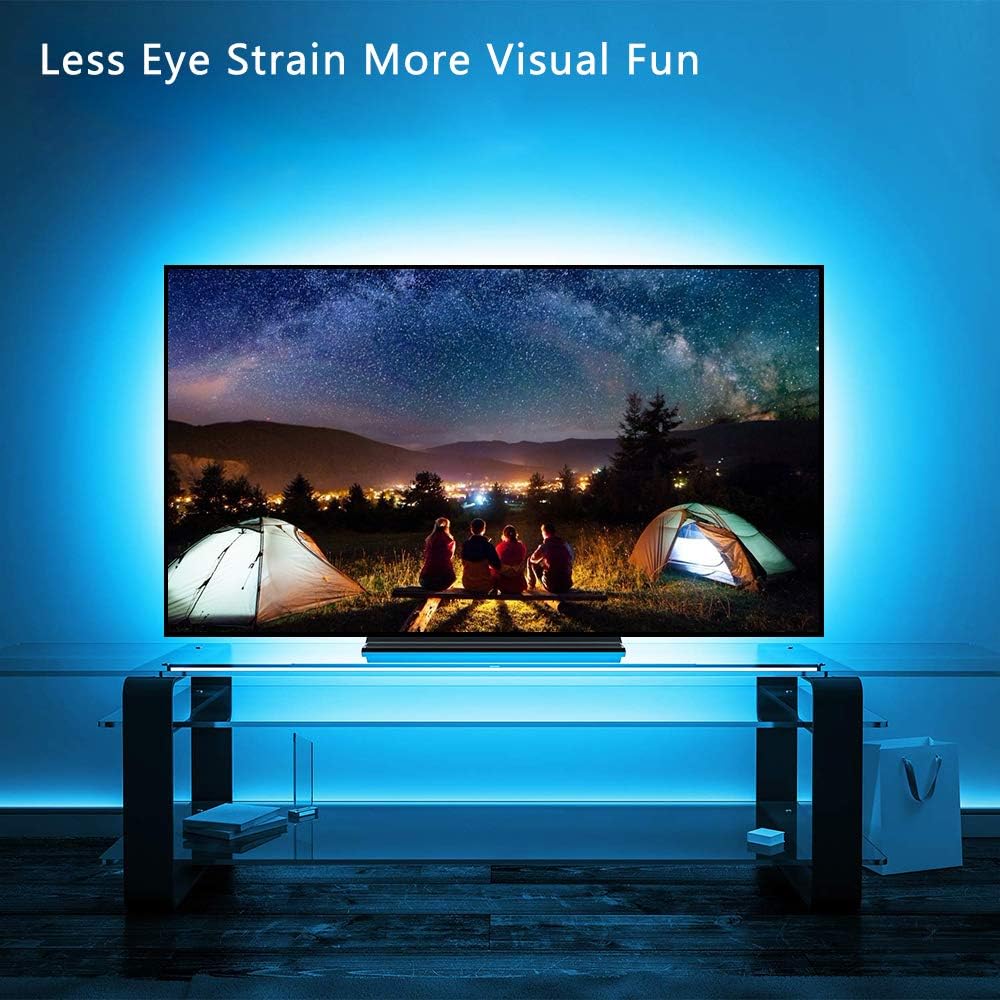 LED Strip Lights Waterproof 16.4ft RGB SMD 5050 LED Rope Lighting Color Changing Full Kit with 44 Keys Remote Controller and 12V Power Supply Strip Lights for Home Bed Room Kitchen Indoor Decoration