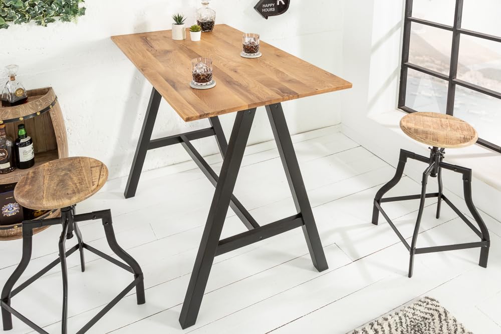 invicta INTERIOR Massiver Bartisch Castle 120cm Wildeiche Natur Industrial Design Bartresen Hausbar Tisch