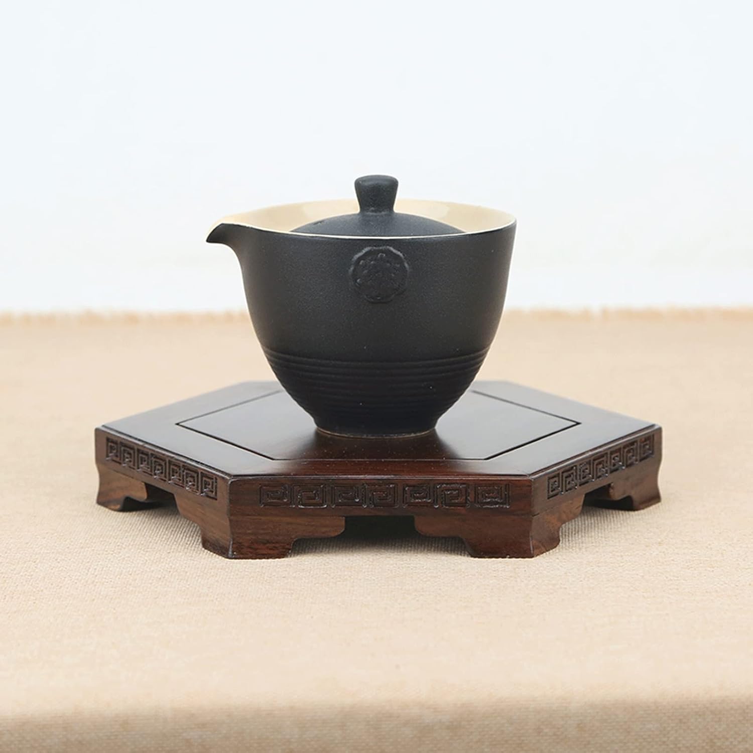 BABETT Bonsai Pedestal Vase Pedestal Stands Wooden Vase Pedestal Display Stand Wooden Pedestal Carved 1.1 Inch High Potted Plant Base Planter Stand Plant Holder (Color : A, Size : Medium)