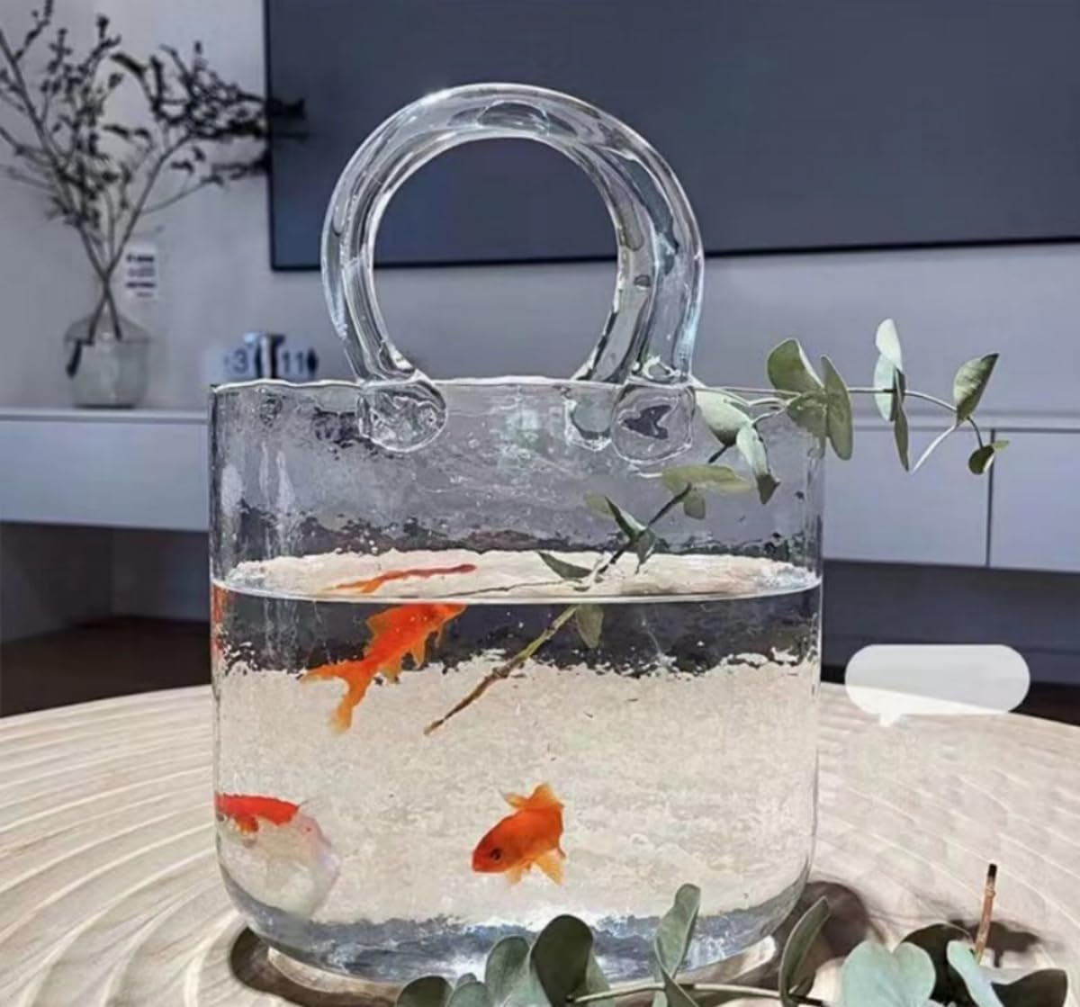 Handbag Glass Purse Vase,Cute Clear Glass Vase for Centerpieces, Bedroom,Office Table Decor,Wedding Events,Gift & Small Fish Tank (Transparent)
