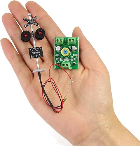 Miniatura 3 de JTD876RP - 1 juego de señales de tren de ferrocarrilpista de escala HO, 4 cabezales LED hechos + placa de circuito intermitente, luces de señal de