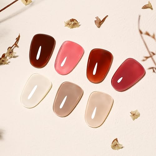 Miniatura 3 de Imtiti Esmalte de uñas de gel color marrón beige, beige y marrón nude UVLED, esmalte de gel semipermanente para arte de uñas para principiantes,
