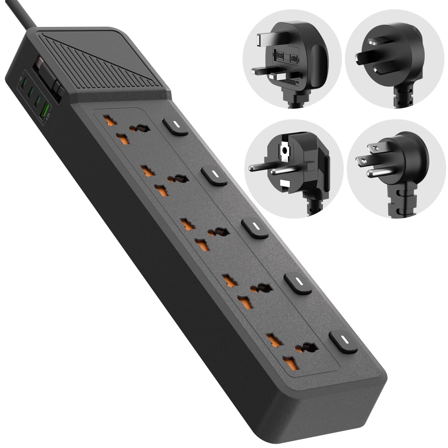 Ciabatta Multipresa con USB,Ciabatta 5 Prese con interruttore individuale