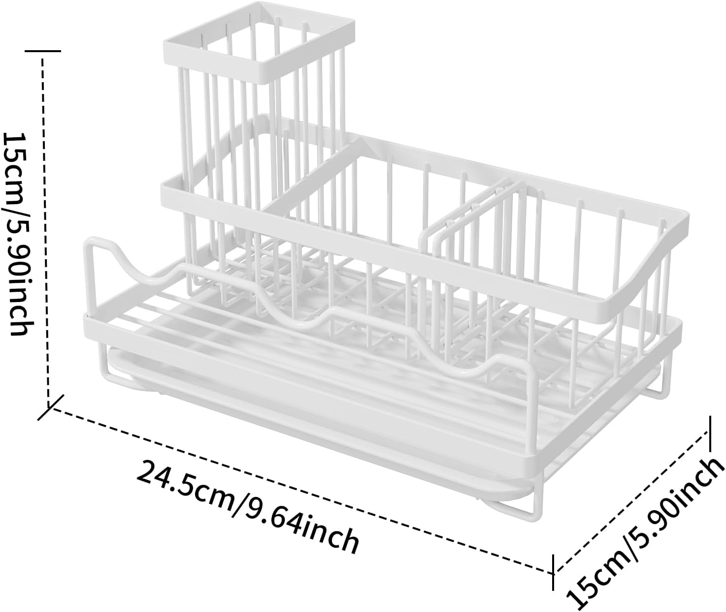 Multi functional kitchen storage rack, countertop style seasoning storage rack, household sink, drain tool, cloth rack.Modern Bathroom Counter Organizer with Drainage Tray (white)