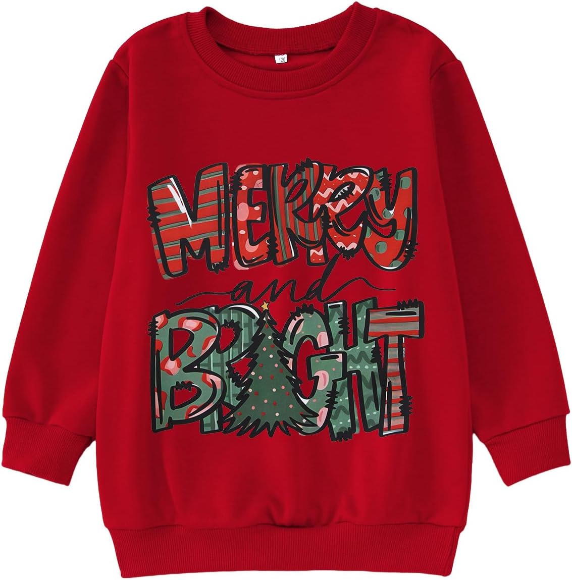 Kids Boys Girls Christmas Sweatshirt Merry and Bright Christmas Tree Sweatshirt Xmas Holiday Crewneck Pullover Tops