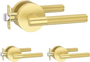 Lethato 3-Pack Gold Passage Door Handles – Brushed Gold, Zinc Alloy, Non-Locking For Closets & Hallways - View #12