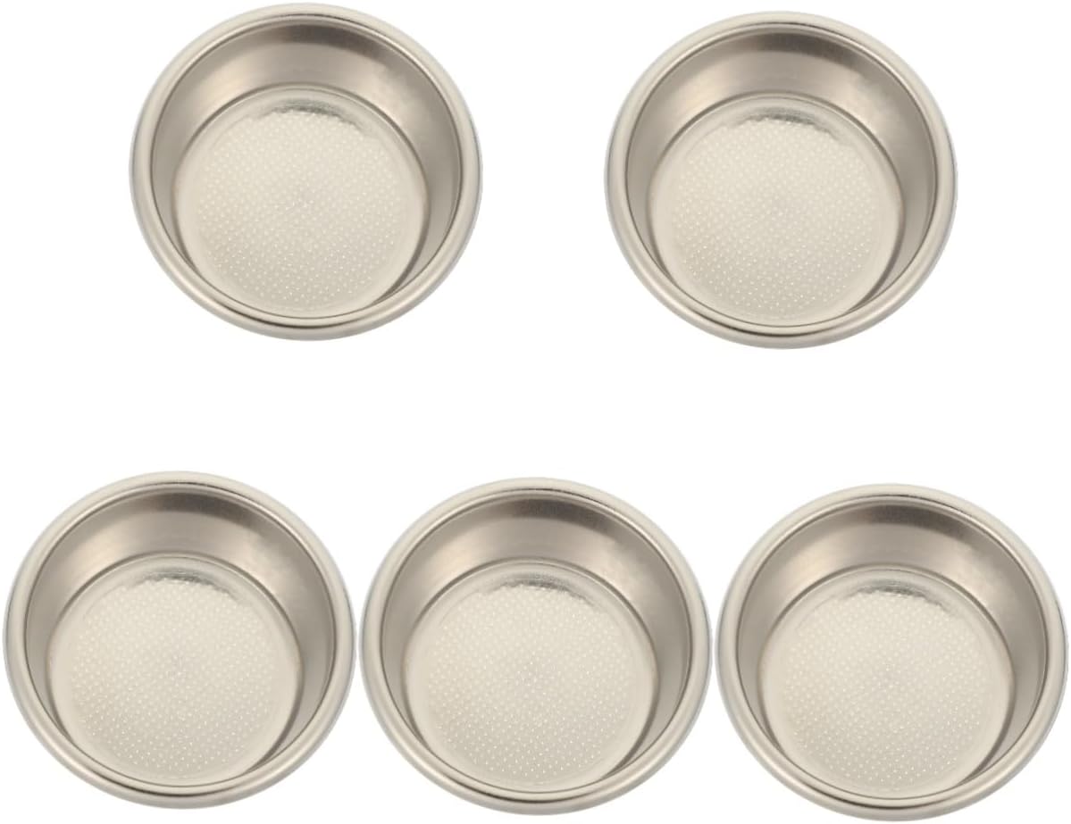 jojofuny 5pcs Espresso Machine Filter Double Espresso Filter Stainless Steel Basket Reusable