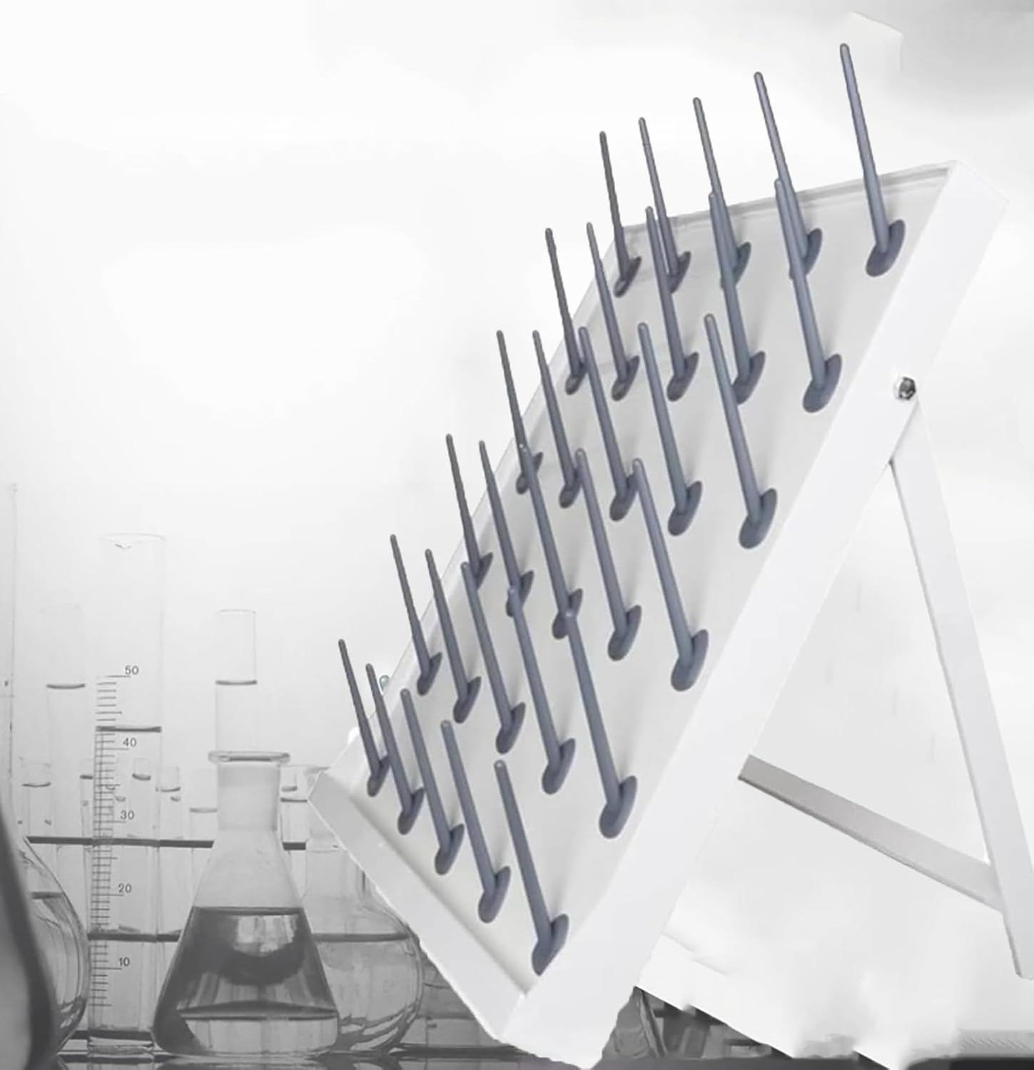 McbeAn Experimental Instrument Drying Rack, Laboratory Drying Rack, with Detachable Pegs, Support Stand, for Glassware and Bottles, Used in School Lab Utensils