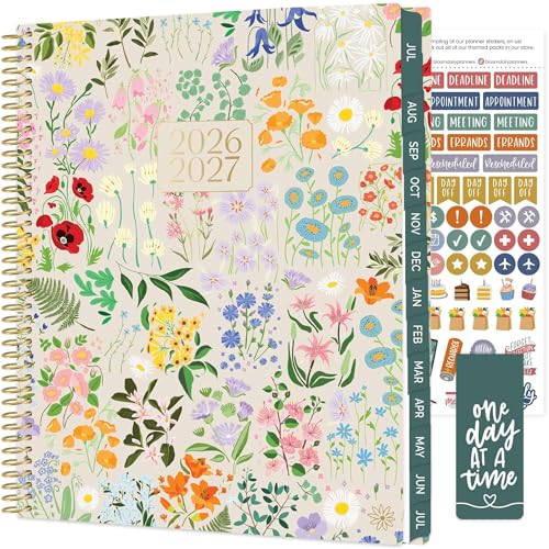 bloom daily planners 2026-2027 Planner (8.5” x 11") 13 Month Academic Year Organizer (July 2026 - July 2027) - Weekly & Monthly Agenda Book with Stickers & Tabs - Garden Party, Beige