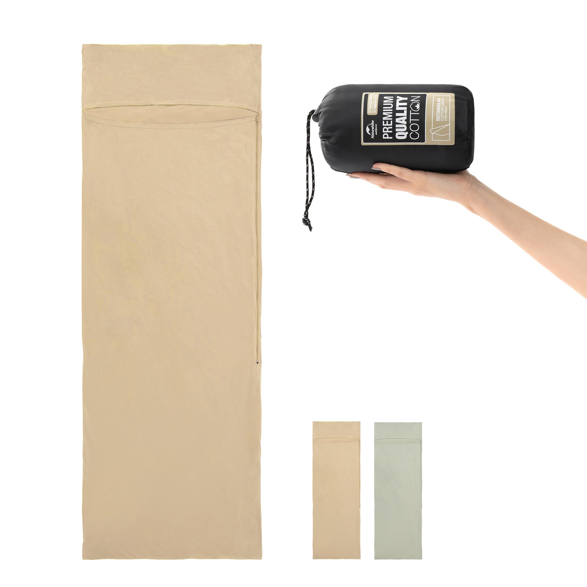 Backpacker's Journey Ultralichte slaapzak (slechts 265 g) 85 cm van 100% katoen. Hygiënische slaapzak zonder ritssluiting (geen warmtevermogen) - grijs