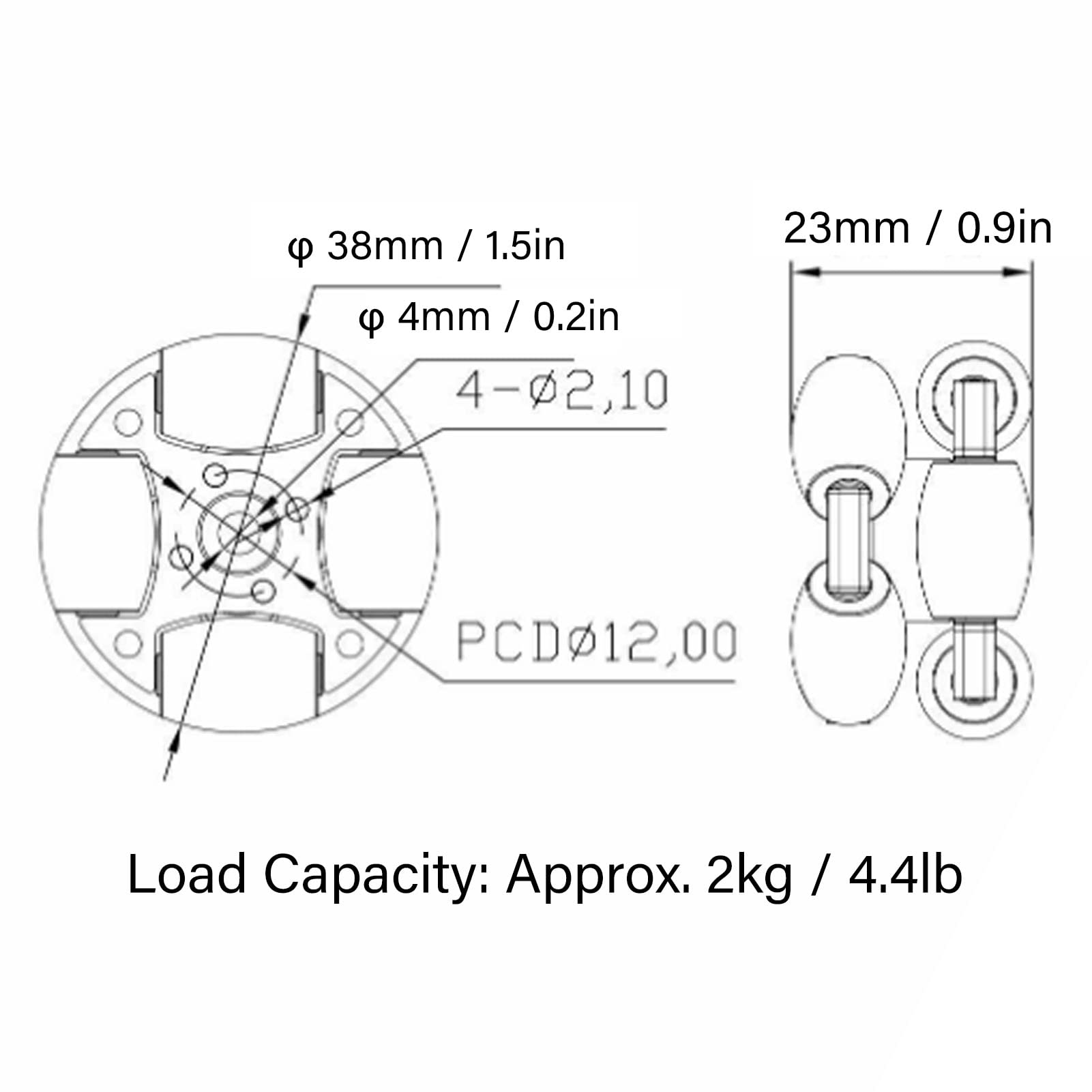 Ruota Omnidirezionale, doppia in alluminio con metallico e rulli in PU per movimento 360 gradi, Ruota Omnidirezionale, per piccoli robot e giocattoli, 38mm
