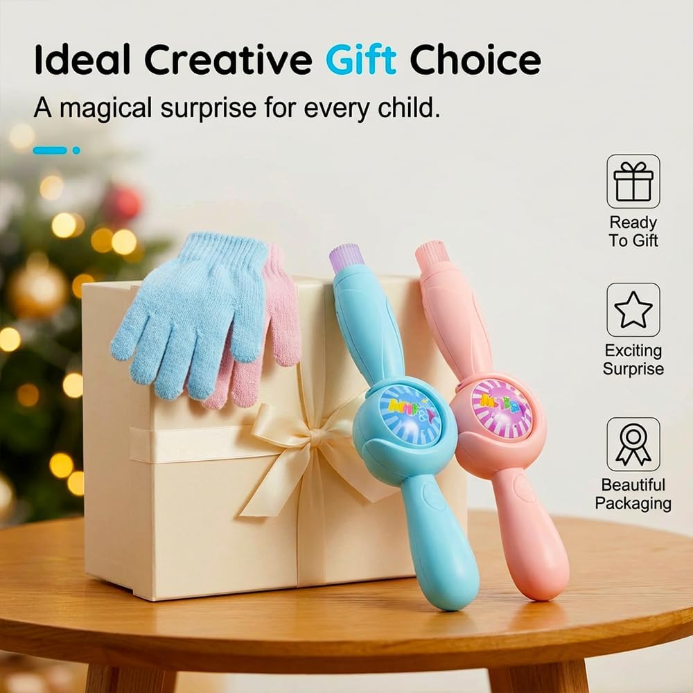 2026 New Fog Bubble Machine, Elastic Smoke Bubble Machine, Rechargeable Automatic Smoke Bubble Maker, Colorful Lights & Music, Magic Fog Bubble Wand Summer Christmas Birthday (Blue*2)