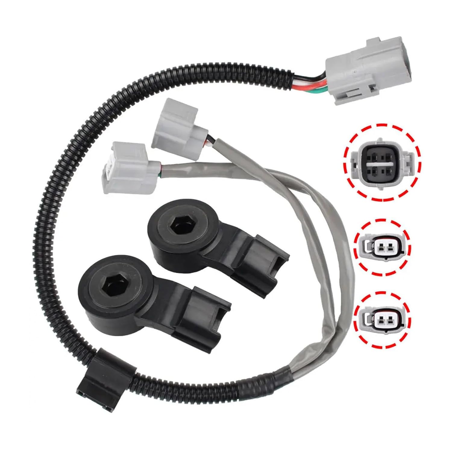Engine Detonation Sensors Plus Connector Cable Circuit Harness for 89615-20090 89615-06010 82219-48010 82219-08010 Vehicle Maintenance