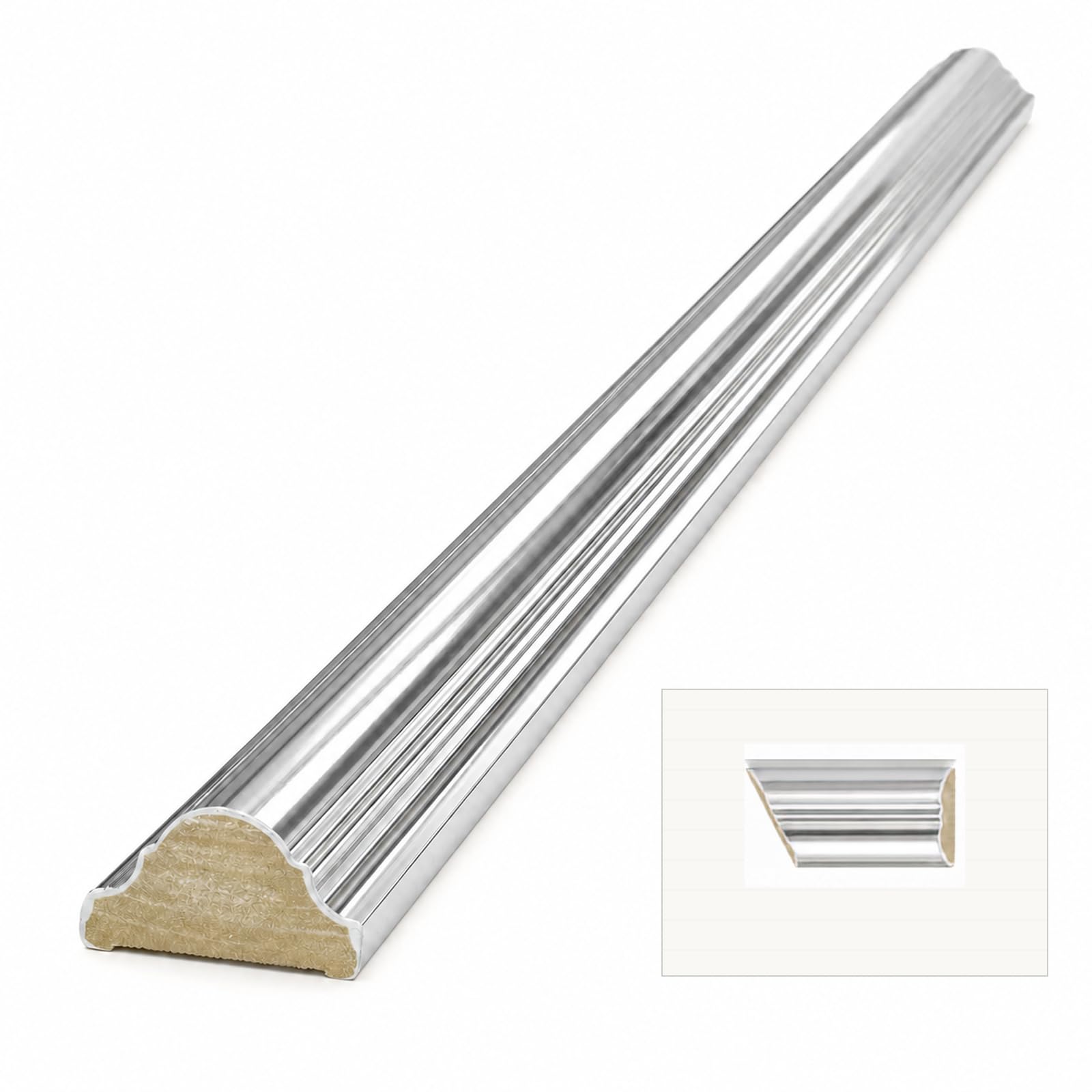 DECOVISION Wall Moulding 4Pcs - Silver Paintable, 4cm x 240cm, Left Mitre