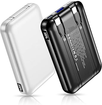 2 Pack 10000mAh 22.5W Fast Charging Power Bank, White & Black