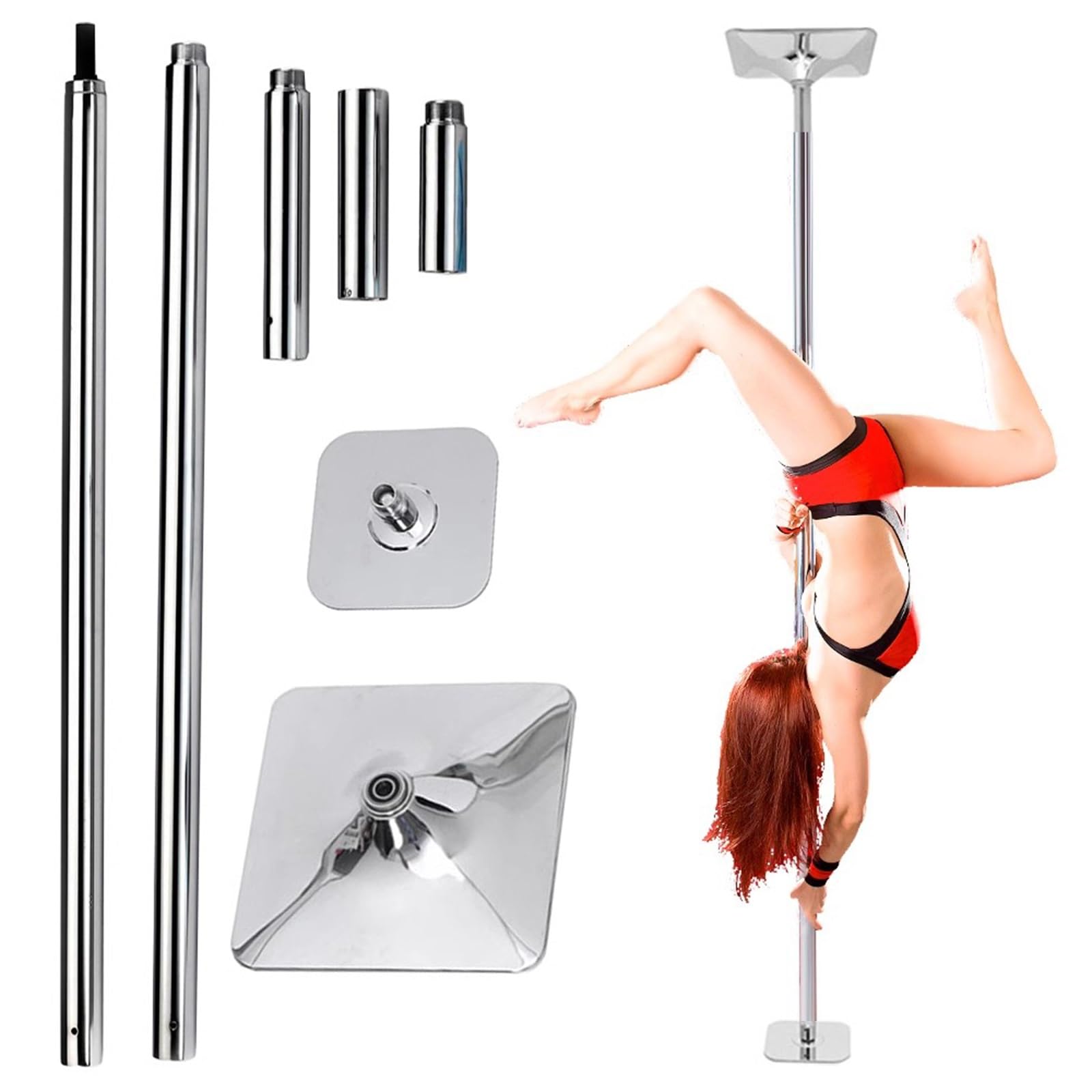 Barre de pole dance rotative et statique réglable en hauteur