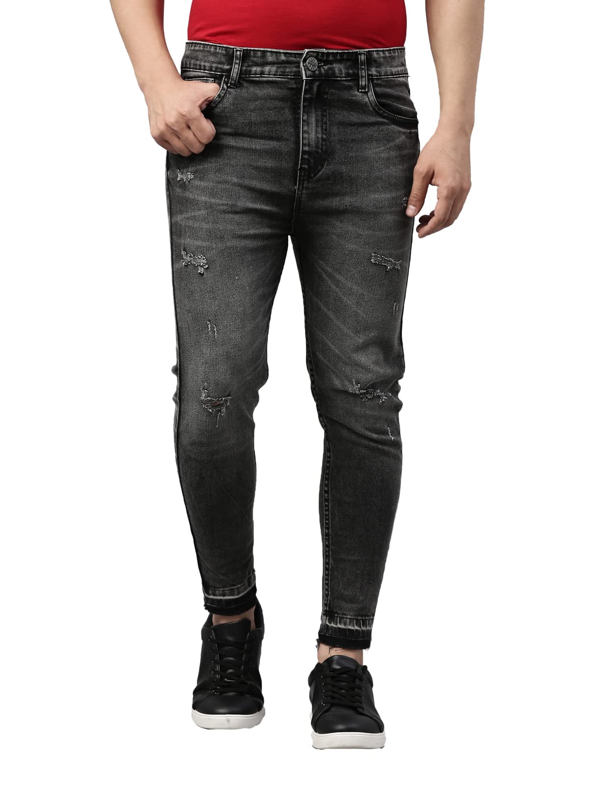 CINOCCI Men's Black Slim Fit Jeans (CIN1429B)