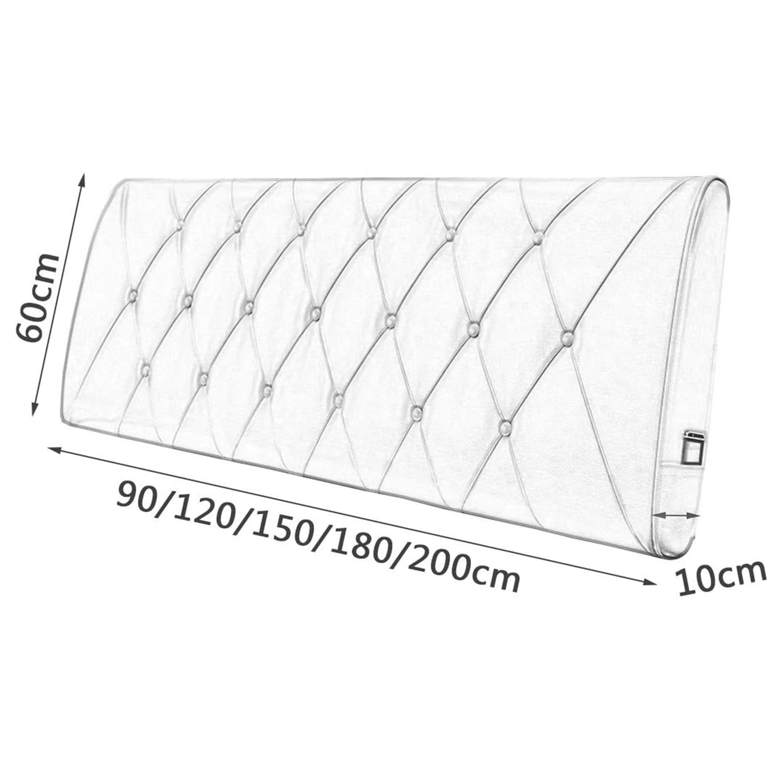DEVINK Testiera Testiere Cuscini Letto Cuscino A Cuneo Capezzale Copri Pelle Sintetica Imbottita Matrimoniale Singolo Pacchetto Morbido(180x58x10cm,White)