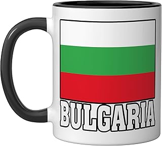 BULGARIA Flag Patriotic National Roots Souvenir Ceramic Mug, Black/White