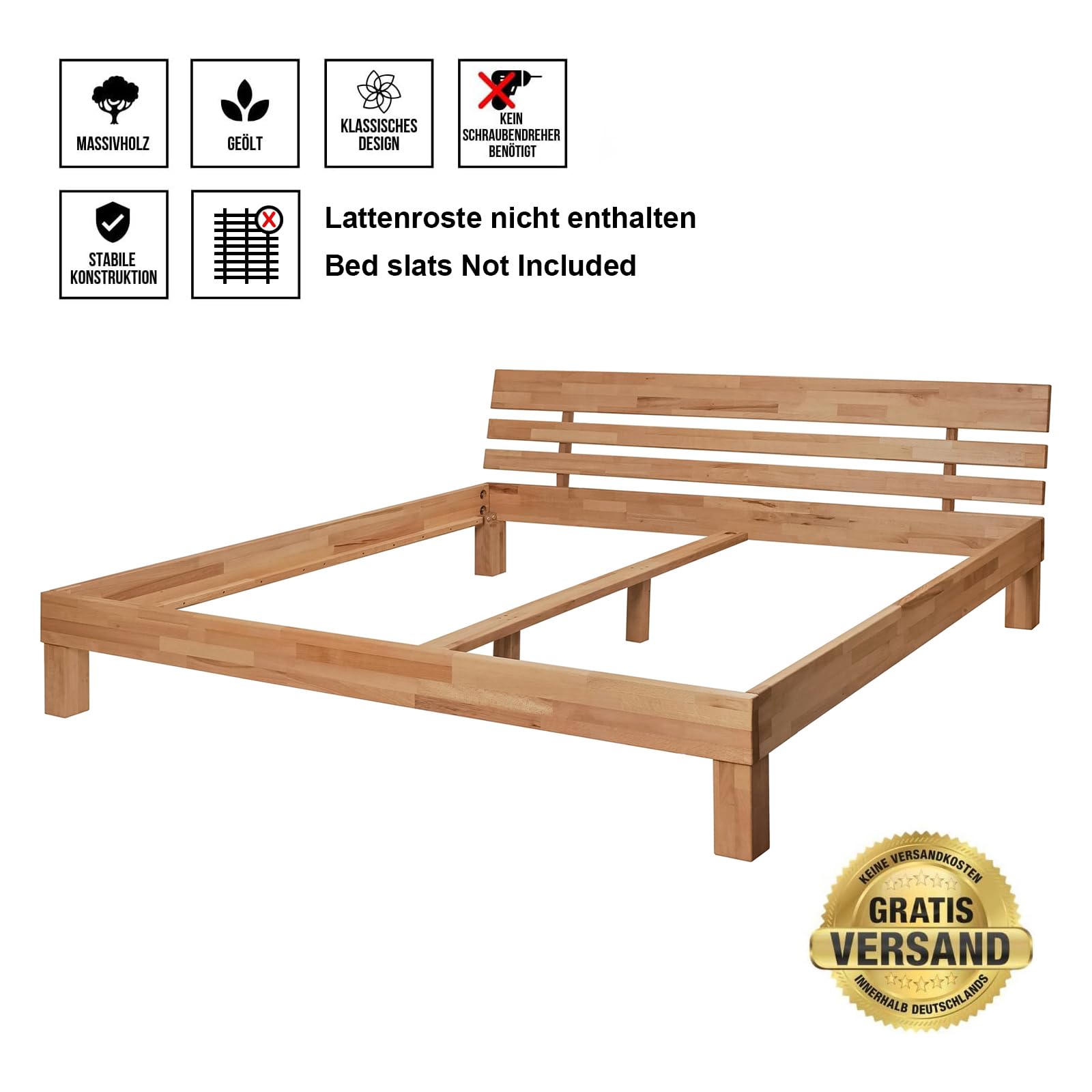 Krok Wood Massivholzbett Julia in Buche 180x200 cm