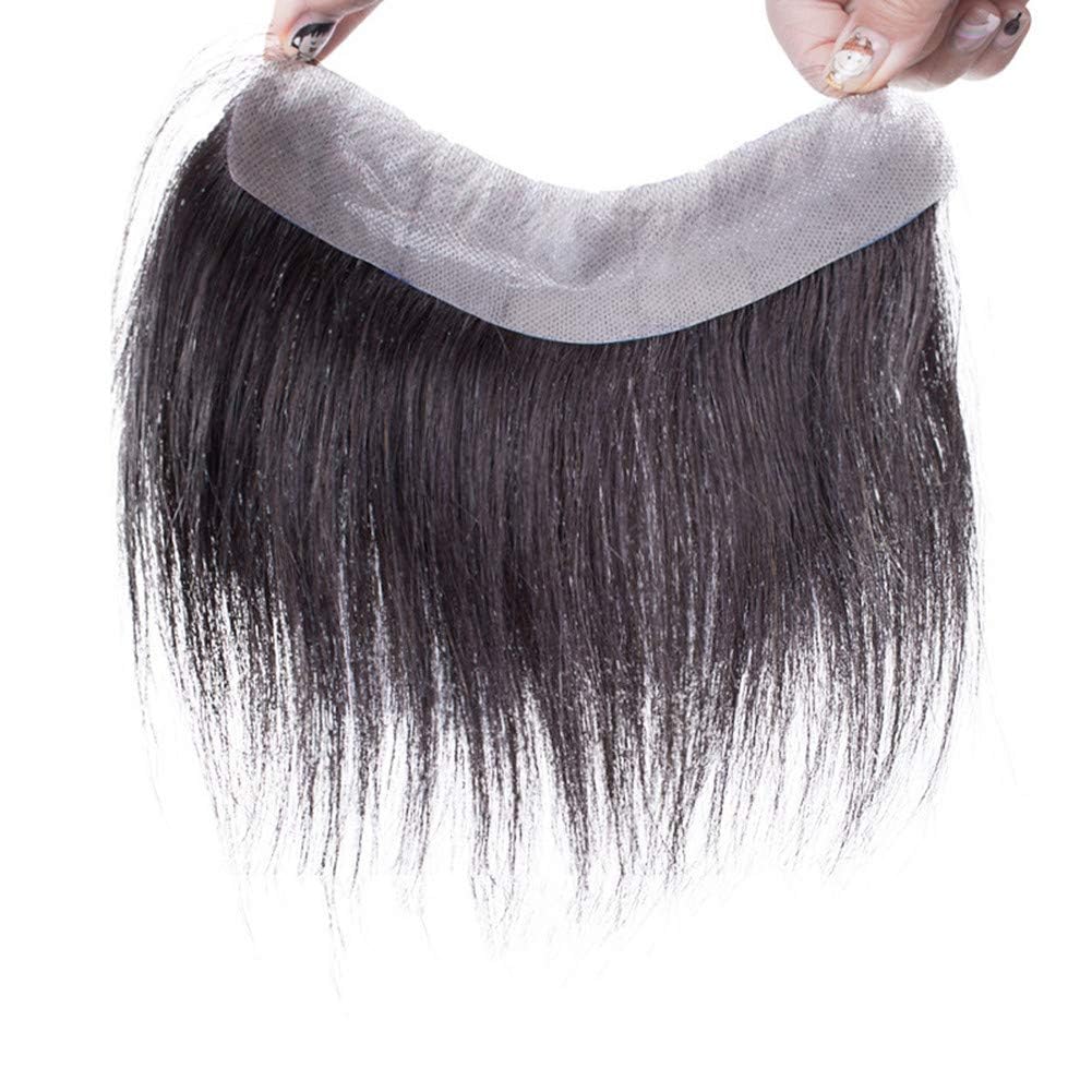 Frontal Hairpiece For Covering Male Receding Hairline Loss Straight Tape In Human Hair Toppers Replacement Toupee For Men (Brown,Base 2x16cm Long 15cm)