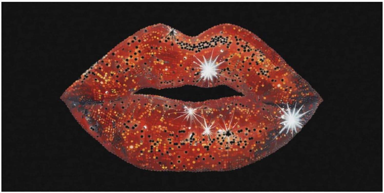 Red Sequin Lip Beach Towel Oversized Swim Towel Absorbent Quick Dry Beach Blanket for Travel Pool Bath