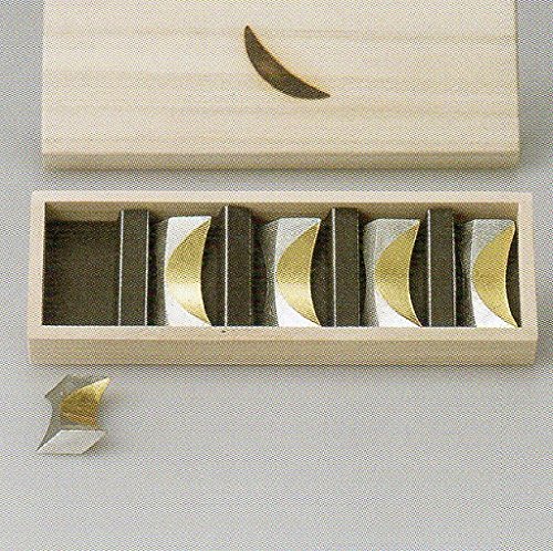 箸置 &ndash; 月 &ndash; 5ヶ入 &ndash; 金箔 桐箱入り