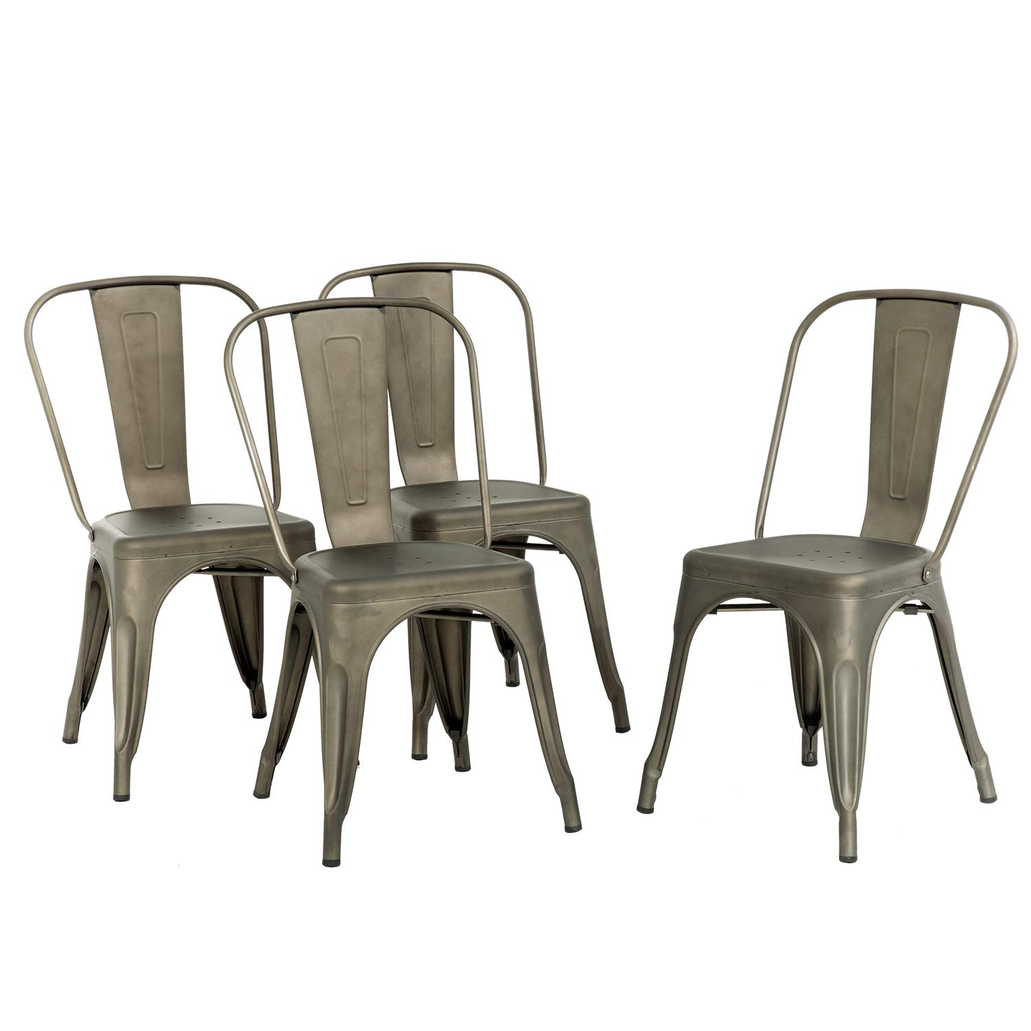 FDW Metal Chair Dining Chair Set of 4 Patio Chair Home Kitchen Chair 18 Inch Seat Height Dinning Room Chair Stackable Metal Bar Chairs Indoor Outdoor