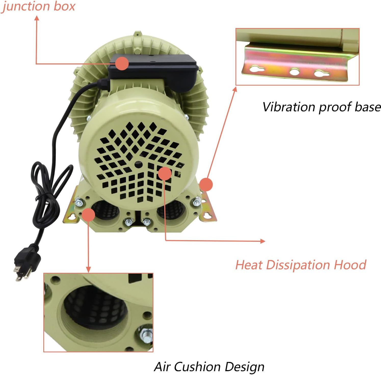 Aquaculture Fish Air Pump Blower Seafood Oxygen Charger 110V Pond Aerator Vortex Air Pump