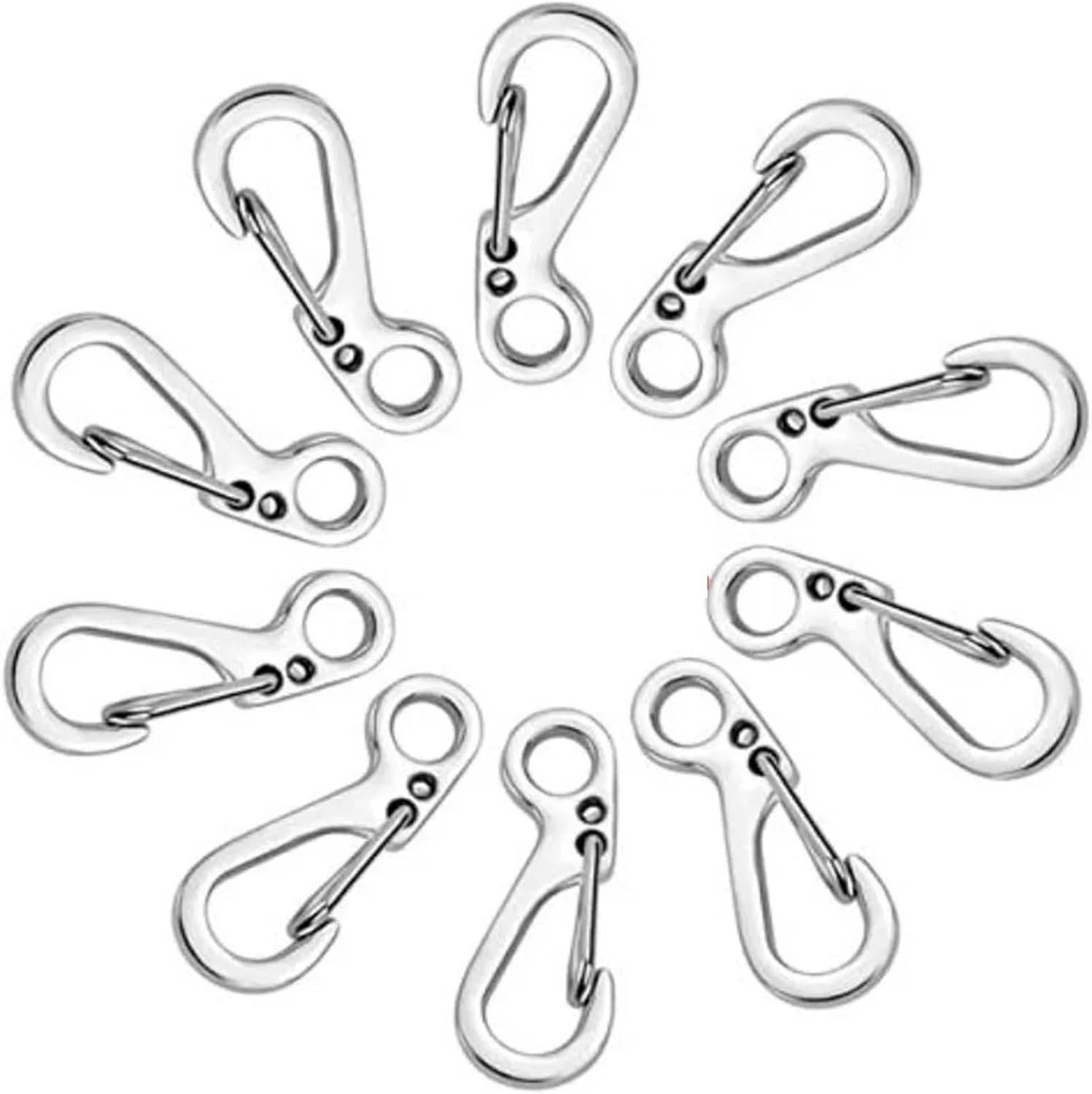 Snap Clips Snap Hooks 10Pc Mini Alloy Clip Tiny Spring Hook for Camping Paracord Backpack Bottle Using Keychain Accessorie(10pcs Big Silver)